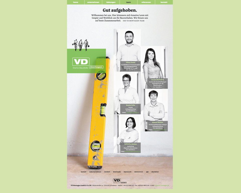 Imagefotografie für das Unternehmen VD Montagen GmbH & Co. KG in Schwabach
